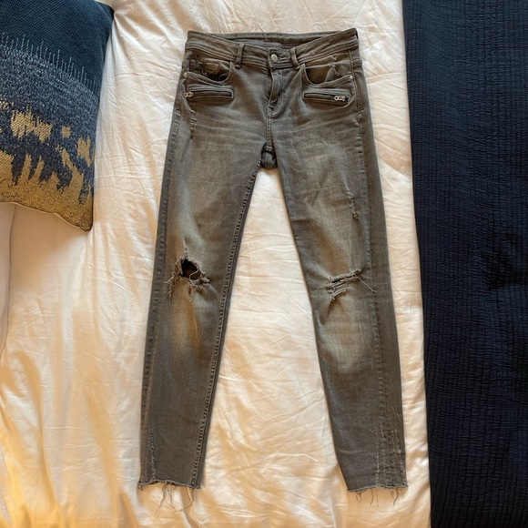 ZARA Gray Ripped Distressed Skinny Jeans - Picture 2 of 7